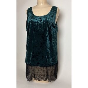 Ruby Ribbon Velvet Tank Top Womens M Lace Trim Tunic Whimsy Goth Fairy Velour